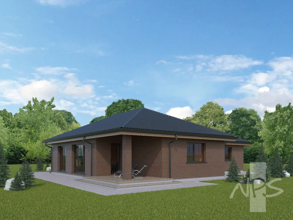 Projekt domu jednorodzinnego o pow. 191 m²: Parterowy, 3 Sypialnie, Gabinet, 2 Łazienki, Garaż