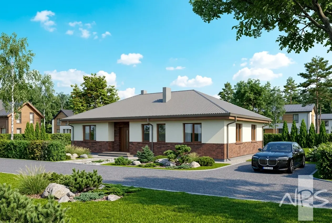 Projekt domu jednorodzinnego o pow. 126 m²: Parterowy, 3 Sypialnie, 2 Łazienki, Otwarta kuchnia