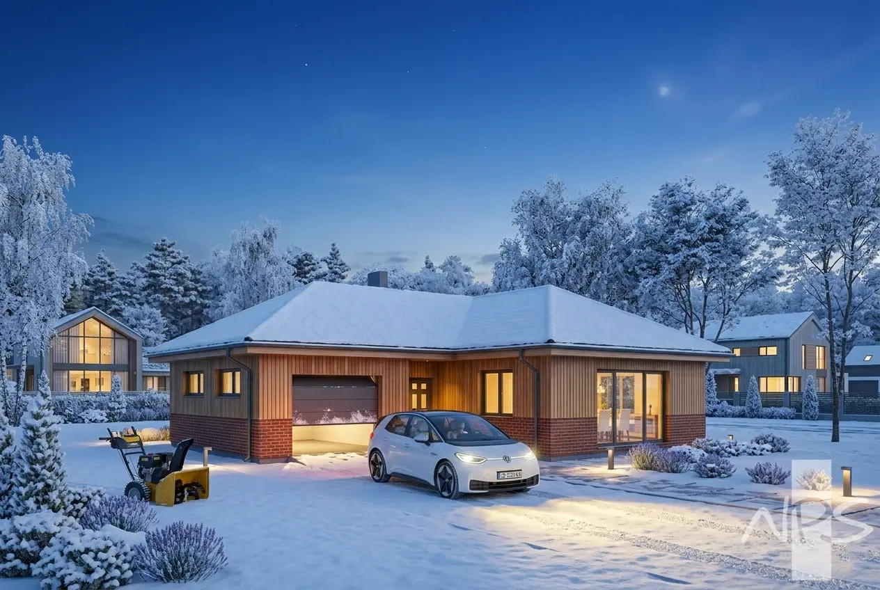 Projekt domu jednorodzinnego o pow. 133 m²: Parterowy, 3 Sypialnie, 1 Łazienki, Otwarta kuchnia, Garaż