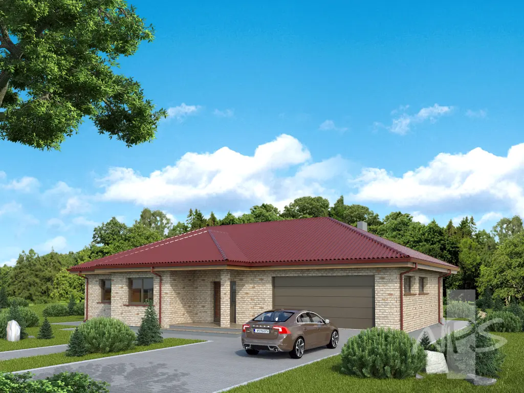 Projekt domu jednorodzinnego o pow. 213 m²: Parterowy, 2 Sypialnie, Gabinet, 2 Łazienki, Garaż