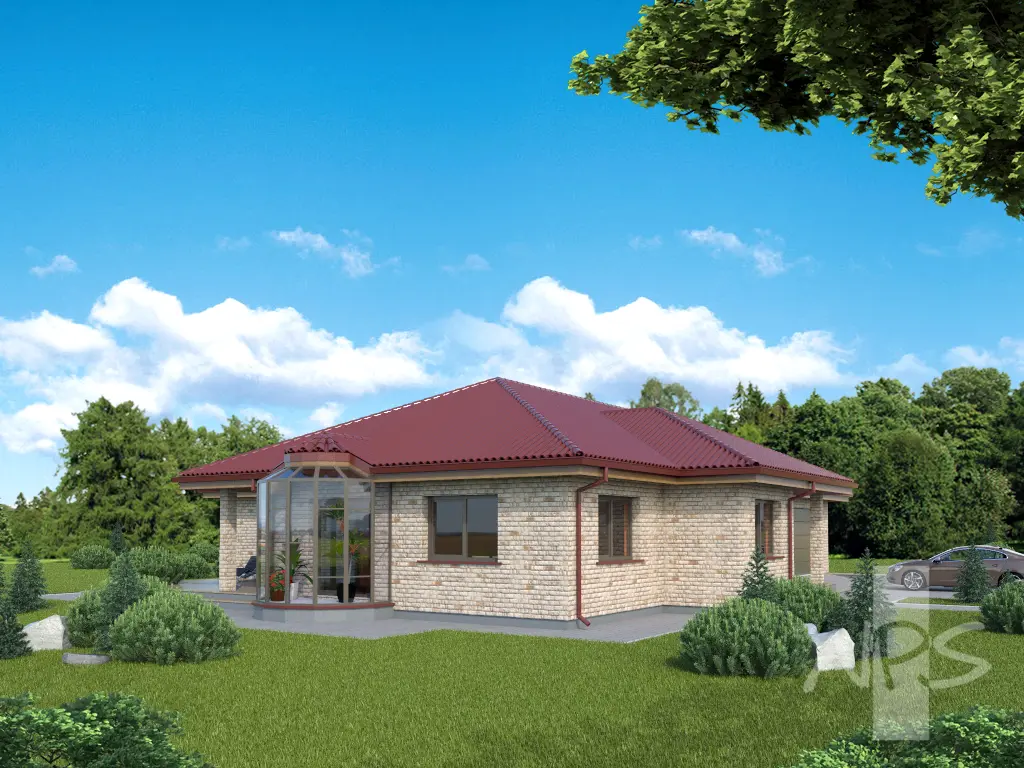 Projekt domu jednorodzinnego o pow. 213 m²: Parterowy, 2 Sypialnie, Gabinet, 2 Łazienki, Garaż