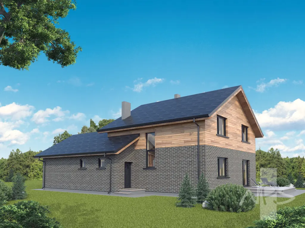 Projekt domu jednorodzinnego o pow. 195 m²: Parterowy z poddaszem użytkowym, 3 Sypialnie, Gabinet, 2 Łazienki, Otwarta kuchnia, Garaż