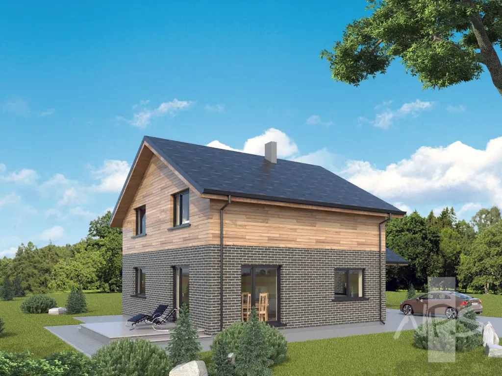 Projekt domu jednorodzinnego o pow. 195 m²: Parterowy z poddaszem użytkowym, 3 Sypialnie, Gabinet, 2 Łazienki, Otwarta kuchnia, Garaż