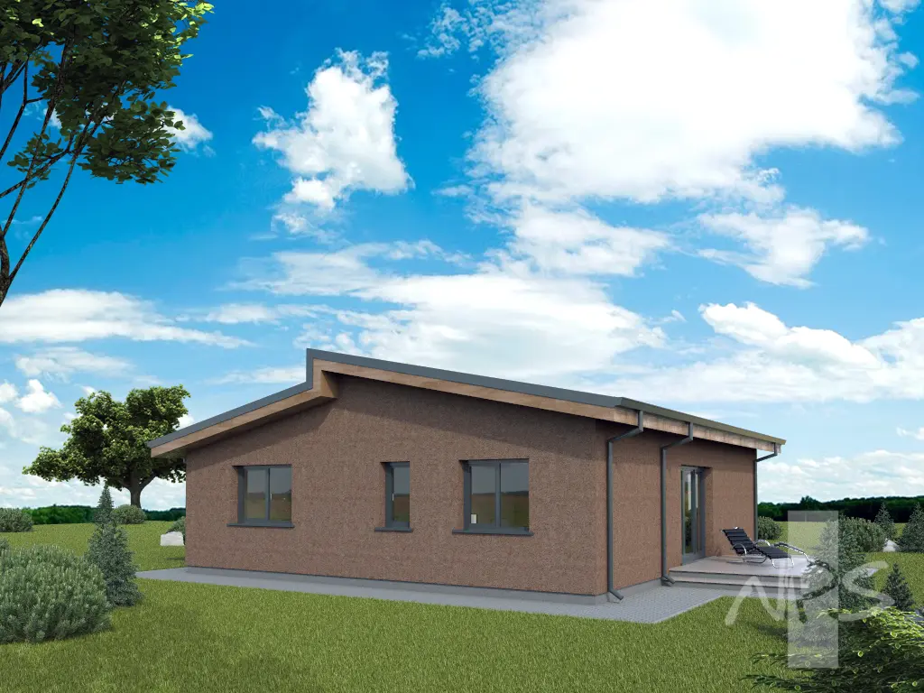 Projekt domu jednorodzinnego o pow. 114 m²: Parterowy, 2 Sypialnie, 1 Łazienki, Otwarta kuchnia, Garaż