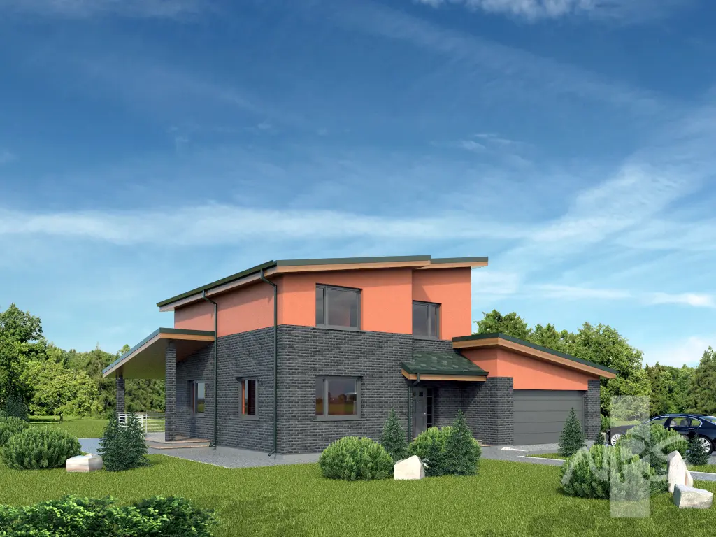 Projekt domu jednorodzinnego o pow. 190 m²: Piętrowy, 3 Sypialnie, Gabinet, 2 Łazienki, Garaż