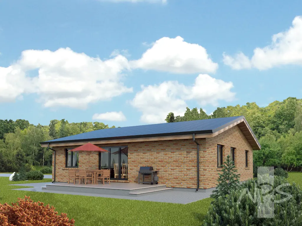 Projekt domu jednorodzinnego o pow. 138 m²: Parterowy, 3 Sypialnie, 1 Łazienki, Otwarta kuchnia, Garaż