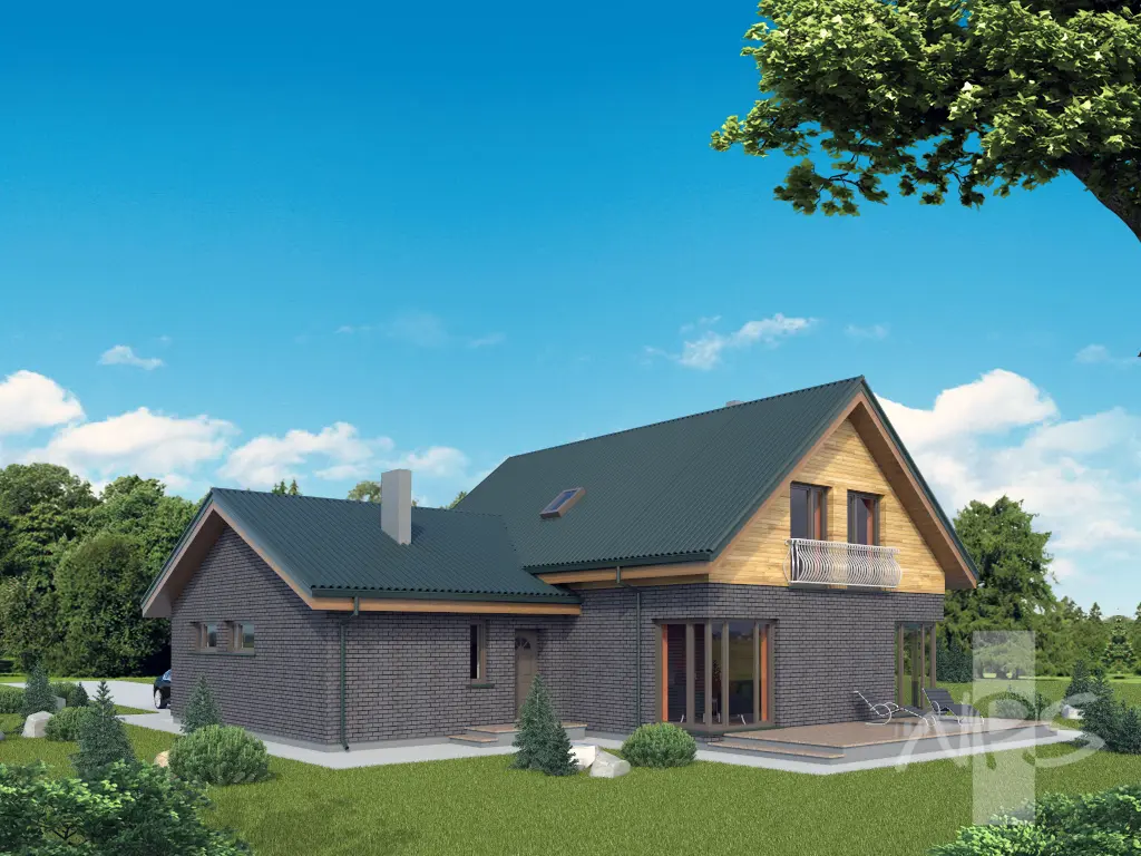 Projekt domu jednorodzinnego o pow. 212 m²: Parterowy z poddaszem użytkowym, 3 Sypialnie, Gabinet, 2 Łazienki, Garaż