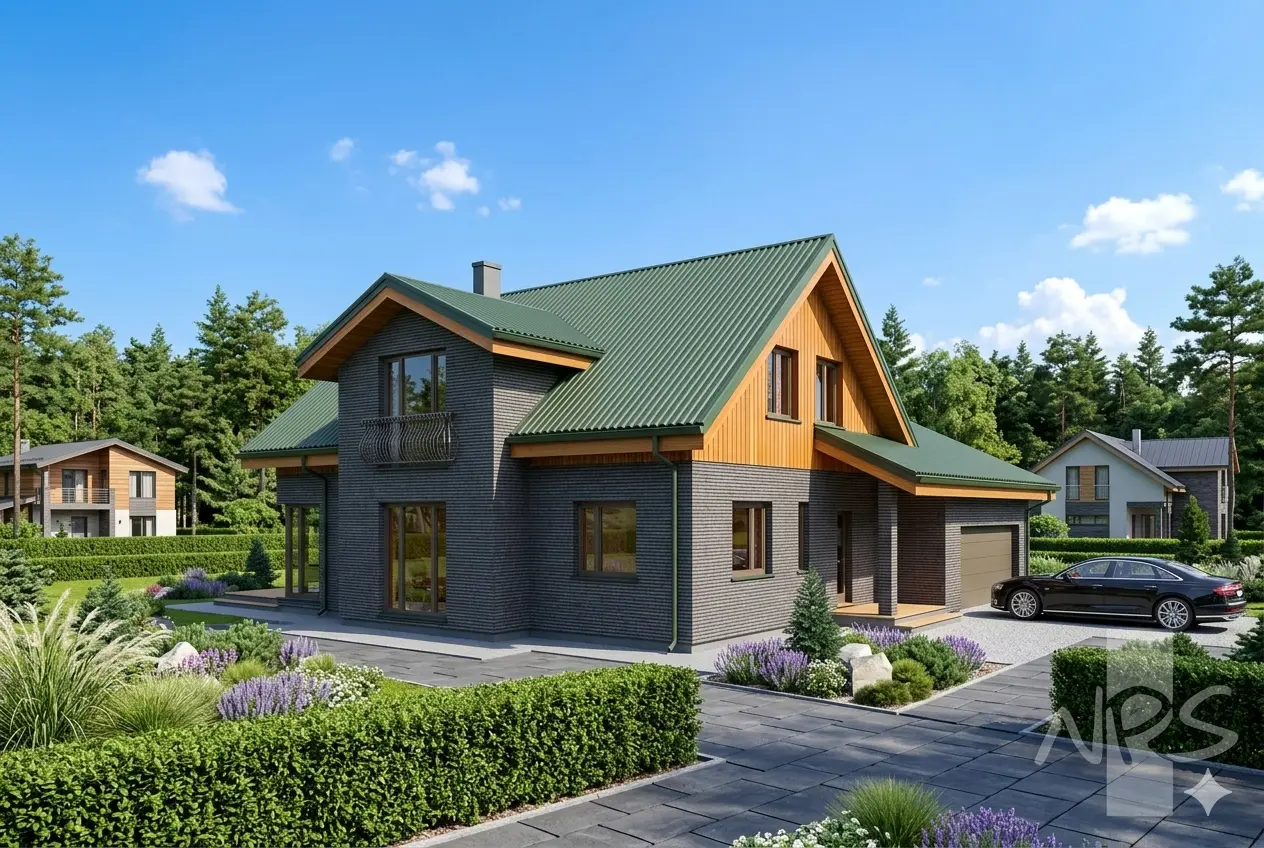 Projekt domu jednorodzinnego o pow. 212 m²: Parterowy z poddaszem użytkowym, 3 Sypialnie, Gabinet, 2 Łazienki, Garaż