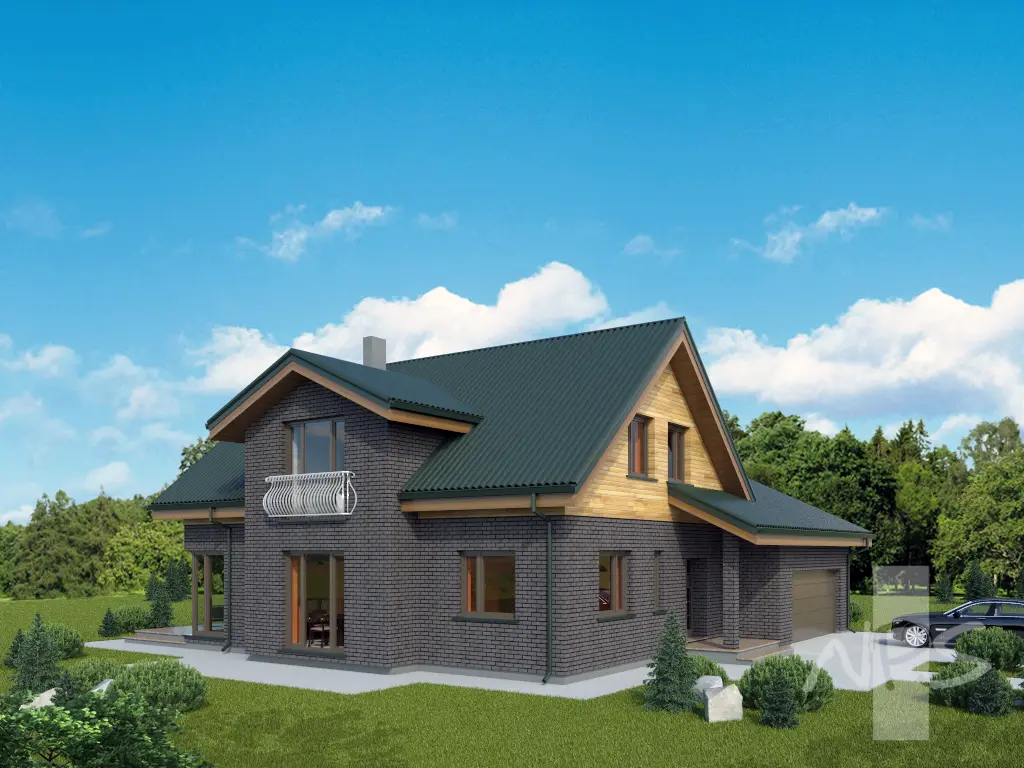 Projekt domu jednorodzinnego o pow. 212 m²: Parterowy z poddaszem użytkowym, 3 Sypialnie, Gabinet, 2 Łazienki, Garaż