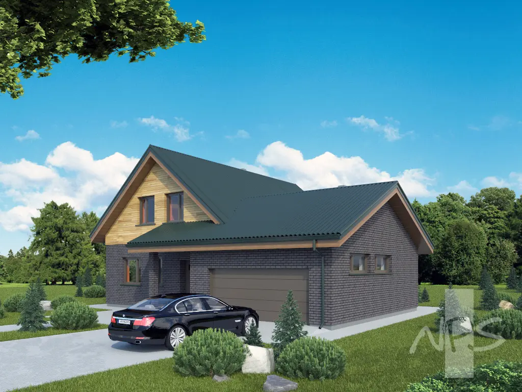 Projekt domu jednorodzinnego o pow. 212 m²: Parterowy z poddaszem użytkowym, 3 Sypialnie, Gabinet, 2 Łazienki, Garaż