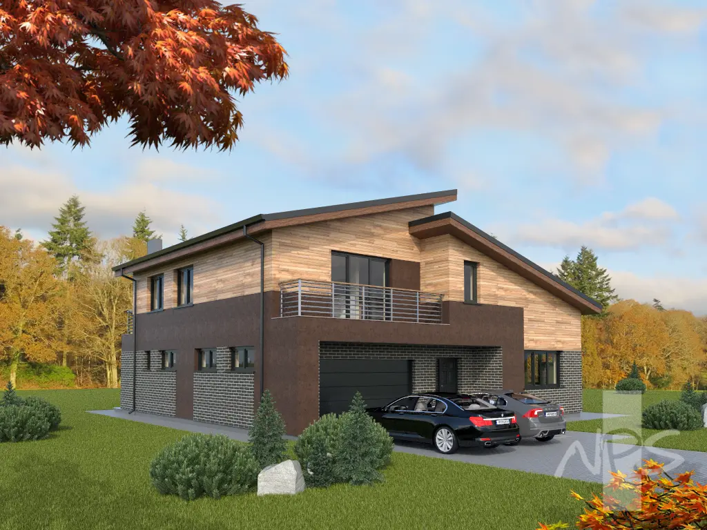 Projekt domu jednorodzinnego o pow. 241 m²: Piętrowy, 3 Sypialnie, Gabinet, 3 Łazienki, Otwarta kuchnia, Garaż
