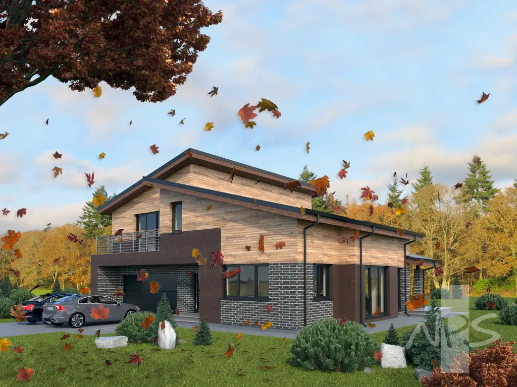 Projekt domu jednorodzinnego o pow. 241 m²: Piętrowy, 3 Sypialnie, Gabinet, 3 Łazienki, Otwarta kuchnia, Garaż