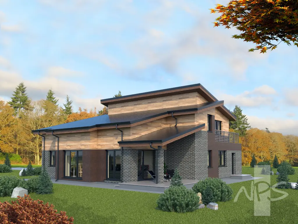 Projekt domu jednorodzinnego o pow. 241 m²: Piętrowy, 3 Sypialnie, Gabinet, 3 Łazienki, Otwarta kuchnia, Garaż