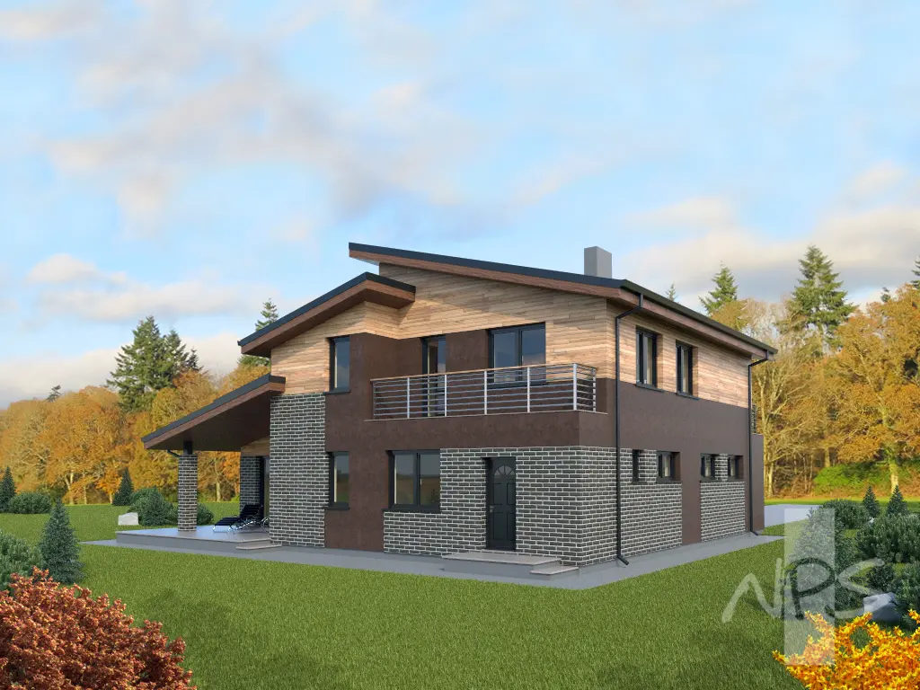 Projekt domu jednorodzinnego o pow. 241 m²: Piętrowy, 3 Sypialnie, Gabinet, 3 Łazienki, Otwarta kuchnia, Garaż