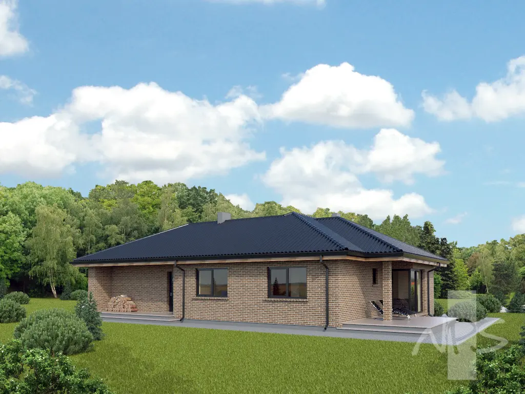 Projekt domu jednorodzinnego o pow. 130 m²: Parterowy, 2 Sypialnie, 1 Łazienki, Garaż