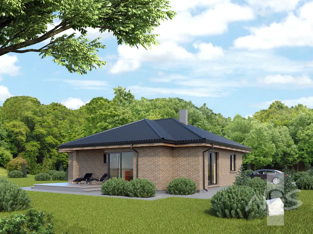 Projekt domu jednorodzinnego o pow. 130 m²: Parterowy, 2 Sypialnie, 1 Łazienki, Garaż