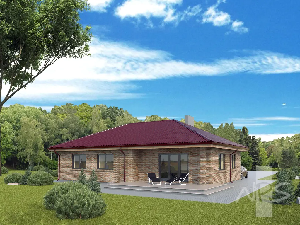 Projekt domu jednorodzinnego o pow. 109 m²: Parterowy, 3 Sypialnie, 1 Łazienki, Otwarta kuchnia