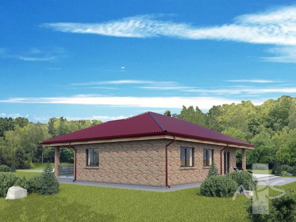 Projekt domu jednorodzinnego o pow. 109 m²: Parterowy, 3 Sypialnie, 1 Łazienki, Otwarta kuchnia