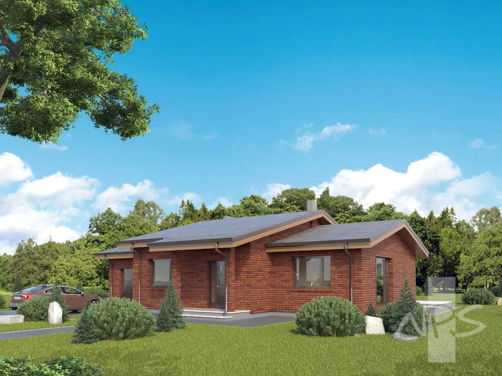 Projekt domu jednorodzinnego o pow. 143 m²: Parterowy, 3 Sypialnie, 2 Łazienki, Otwarta kuchnia, Garaż