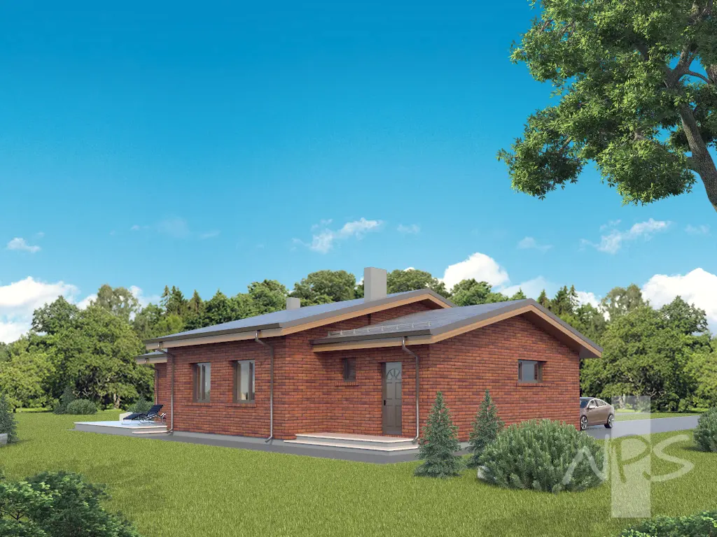 Projekt domu jednorodzinnego o pow. 143 m²: Parterowy, 3 Sypialnie, 2 Łazienki, Otwarta kuchnia, Garaż