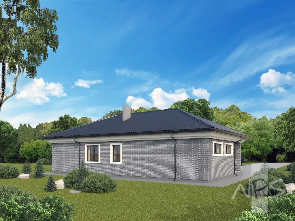 Projekt domu jednorodzinnego o pow. 177 m²: Parterowy, 3 Sypialnie, 2 Łazienki, Garaż