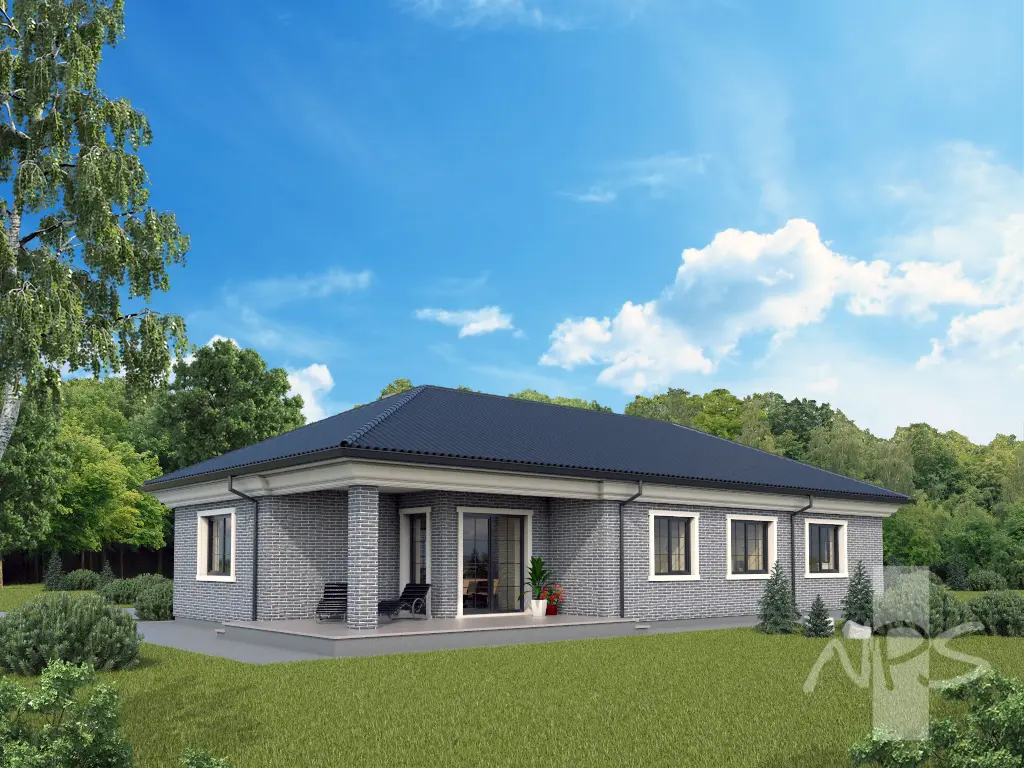 Projekt domu jednorodzinnego o pow. 177 m²: Parterowy, 3 Sypialnie, 2 Łazienki, Garaż