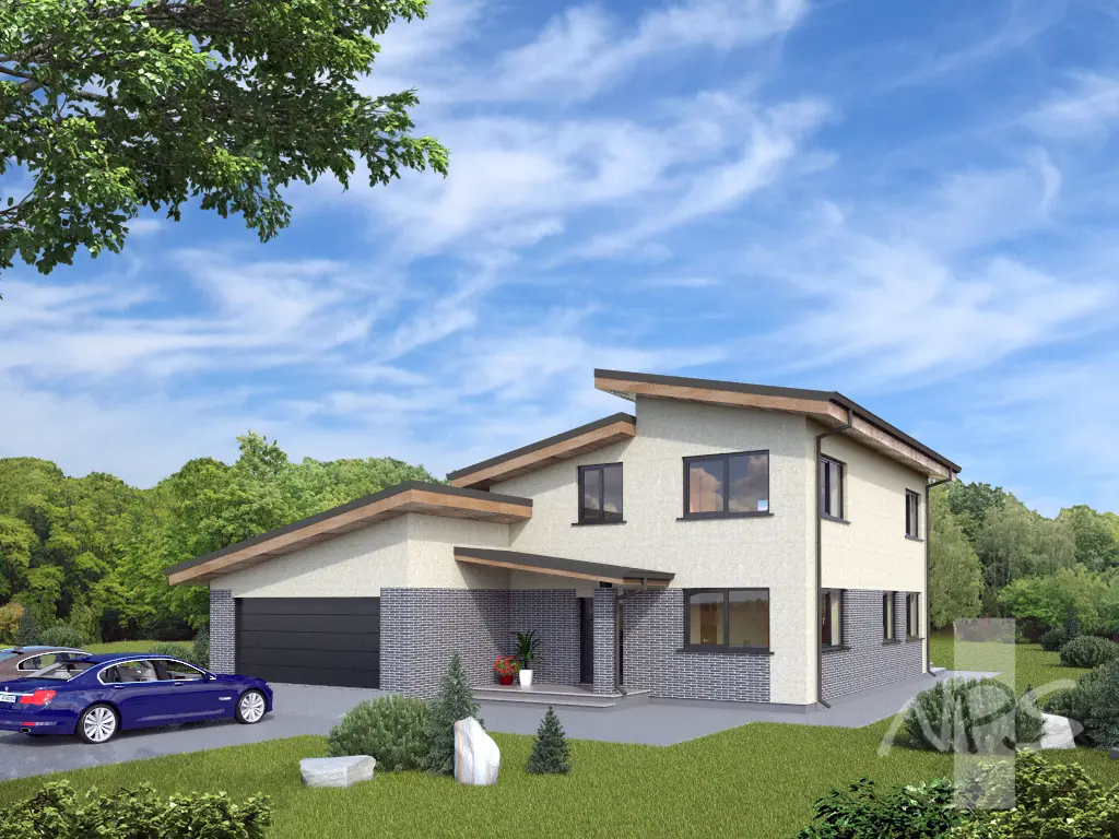 Projekt domu jednorodzinnego o pow. 216 m²: Piętrowy, 3 Sypialnie, Gabinet, 2 Łazienki, Garaż