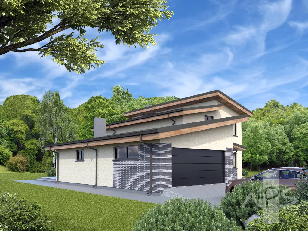 Projekt domu jednorodzinnego o pow. 216 m²: Piętrowy, 3 Sypialnie, Gabinet, 2 Łazienki, Garaż