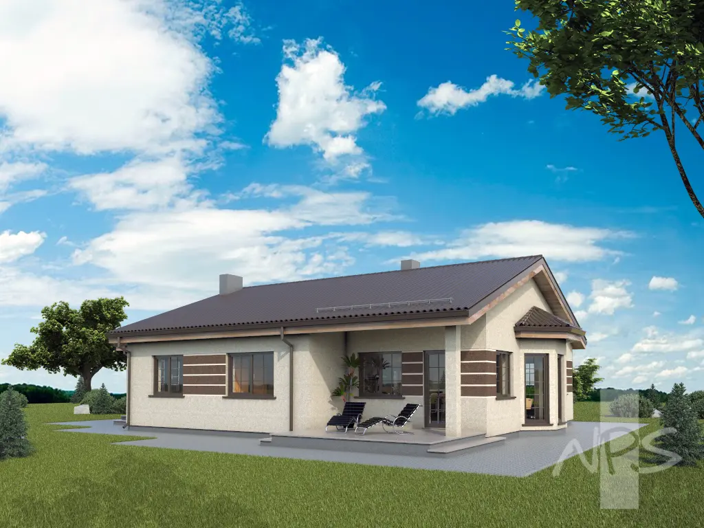 Projekt domu jednorodzinnego o pow. 151 m²: Parterowy, 3 Sypialnie, 2 Łazienki, Otwarta kuchnia, Garaż