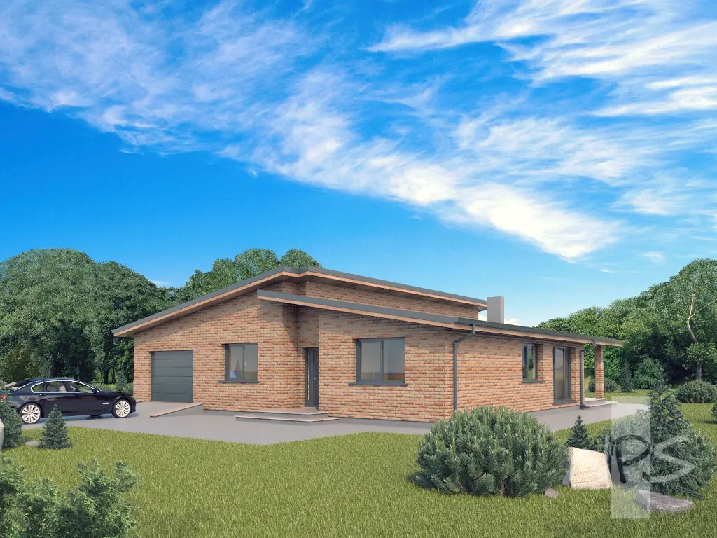 Projekt domu jednorodzinnego o pow. 142 m²: Parterowy, 3 Sypialnie, 1 Łazienki, Garaż