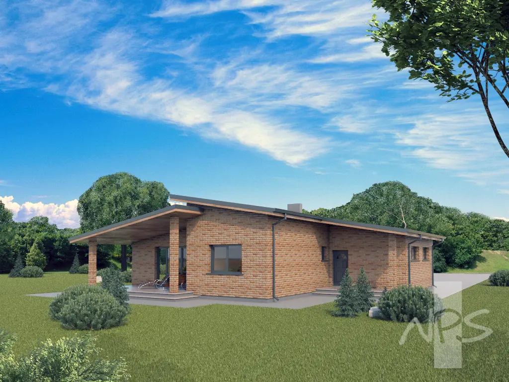 Projekt domu jednorodzinnego o pow. 142 m²: Parterowy, 3 Sypialnie, 1 Łazienki, Garaż