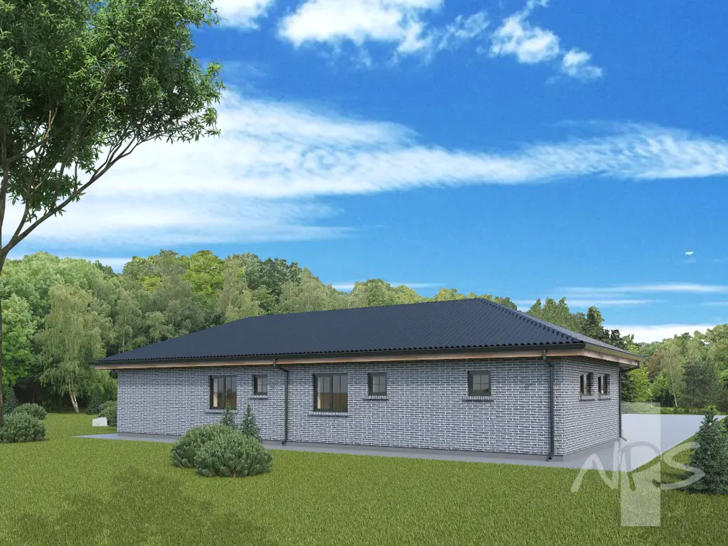 Projekt domu jednorodzinnego o pow. 175 m²: Parterowy, 2 Sypialnie, Gabinet, 2 Łazienki, Garaż