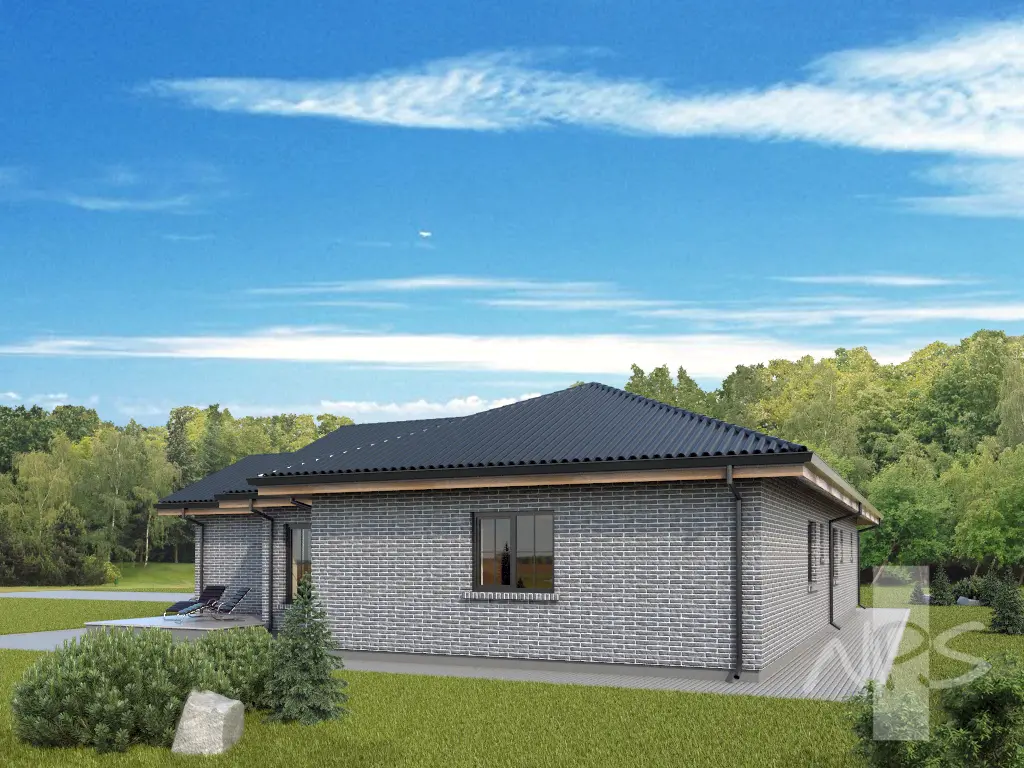 Projekt domu jednorodzinnego o pow. 175 m²: Parterowy, 2 Sypialnie, Gabinet, 2 Łazienki, Garaż