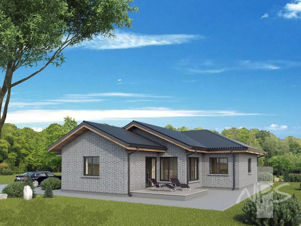 Projekt domu jednorodzinnego o pow. 175 m²: Parterowy, 2 Sypialnie, Gabinet, 2 Łazienki, Garaż