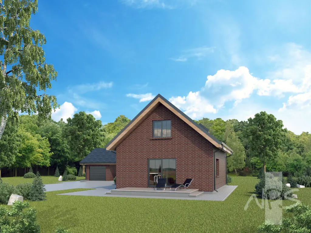Projekt domu jednorodzinnego o pow. 98 m²: Parterowy z poddaszem użytkowym, 2 Sypialnie, Gabinet, 2 Łazienki, Otwarta kuchnia