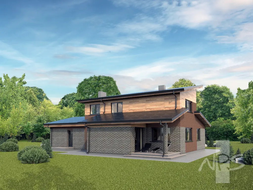 Projekt domu jednorodzinnego o pow. 219 m²: Piętrowy, 3 Sypialnie, Gabinet, 3 Łazienki, Otwarta kuchnia, Garaż