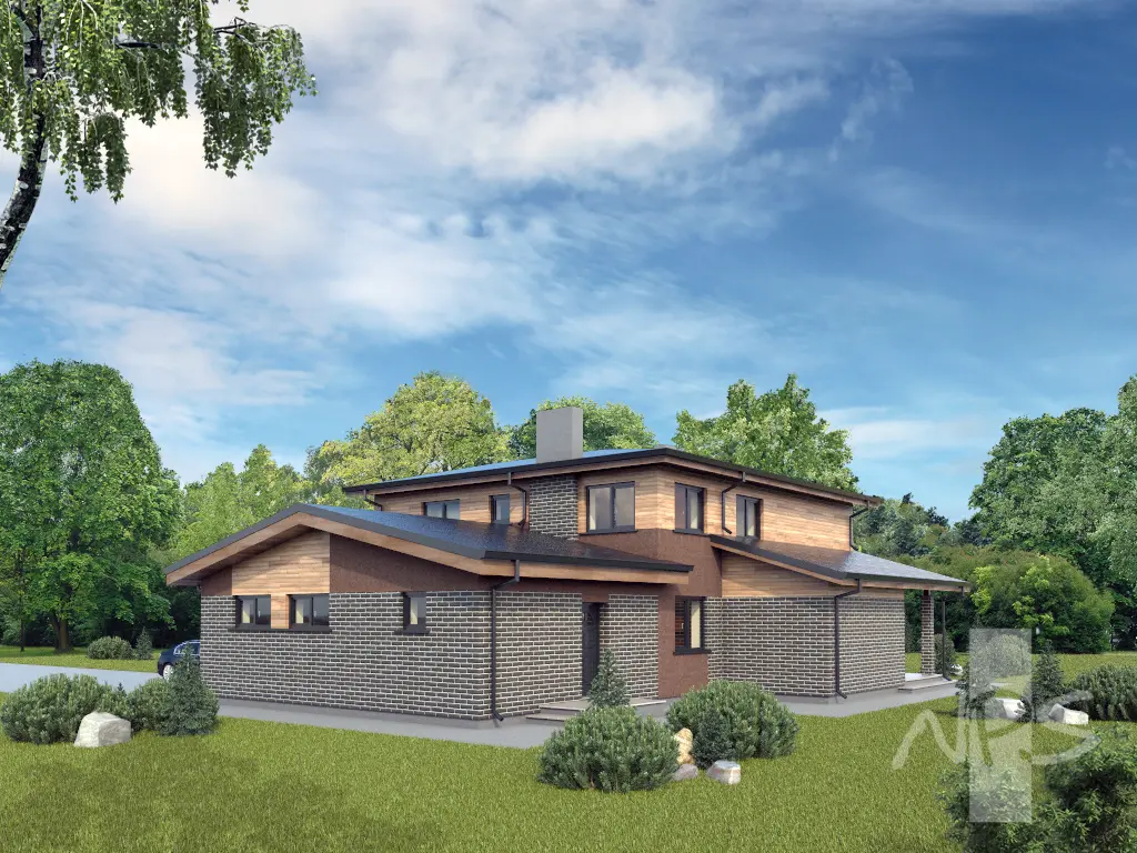 Projekt domu jednorodzinnego o pow. 219 m²: Piętrowy, 3 Sypialnie, Gabinet, 3 Łazienki, Otwarta kuchnia, Garaż