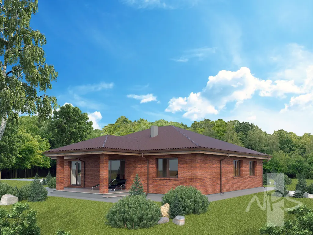 Projekt domu jednorodzinnego o pow. 167 m²: Parterowy, 3 Sypialnie, 2 Łazienki, Garaż