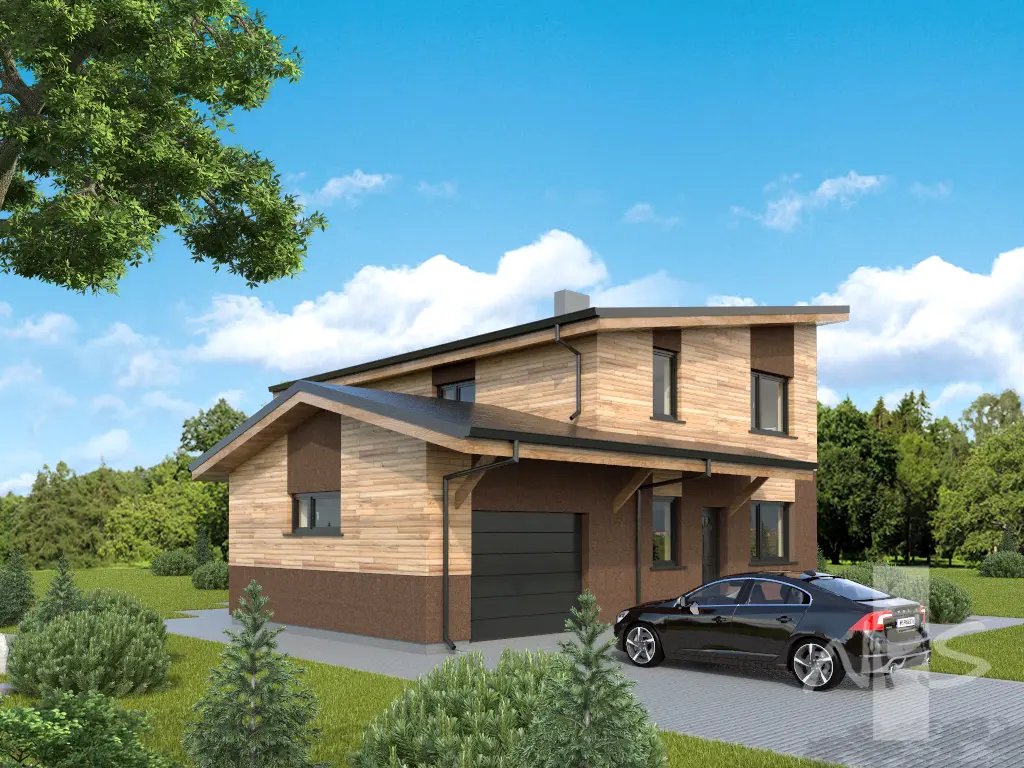 Projekt domu jednorodzinnego o pow. 165 m²: Piętrowy, 3 Sypialnie, 2 Łazienki, Garaż