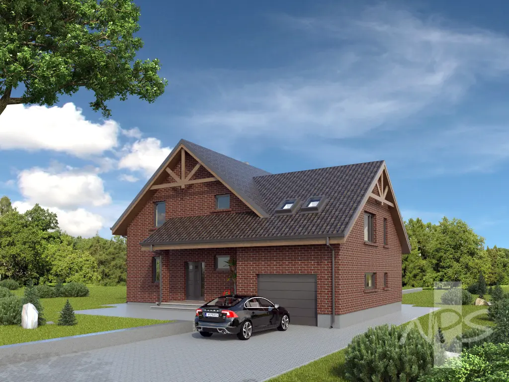 Projekt domu jednorodzinnego o pow. 229 m²: Parterowy z poddaszem użytkowym, 4 Sypialnie, Gabinet, 3 Łazienki, Garaż