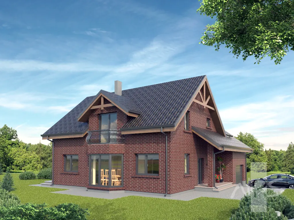Projekt domu jednorodzinnego o pow. 229 m²: Parterowy z poddaszem użytkowym, 4 Sypialnie, Gabinet, 3 Łazienki, Garaż