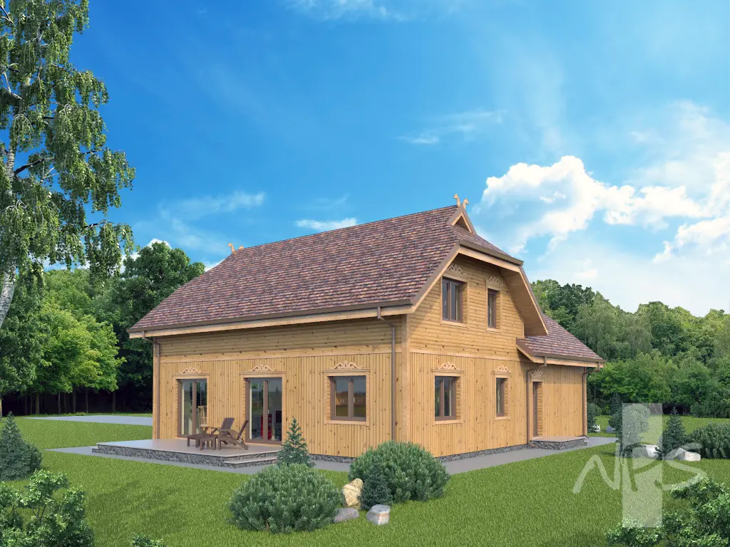 Projekt domu jednorodzinnego o pow. 209 m²: Parterowy z poddaszem użytkowym, 3 Sypialnie, Gabinet, 2 Łazienki, Garaż