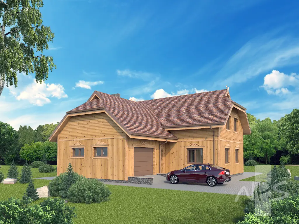 Projekt domu jednorodzinnego o pow. 209 m²: Parterowy z poddaszem użytkowym, 3 Sypialnie, Gabinet, 2 Łazienki, Garaż