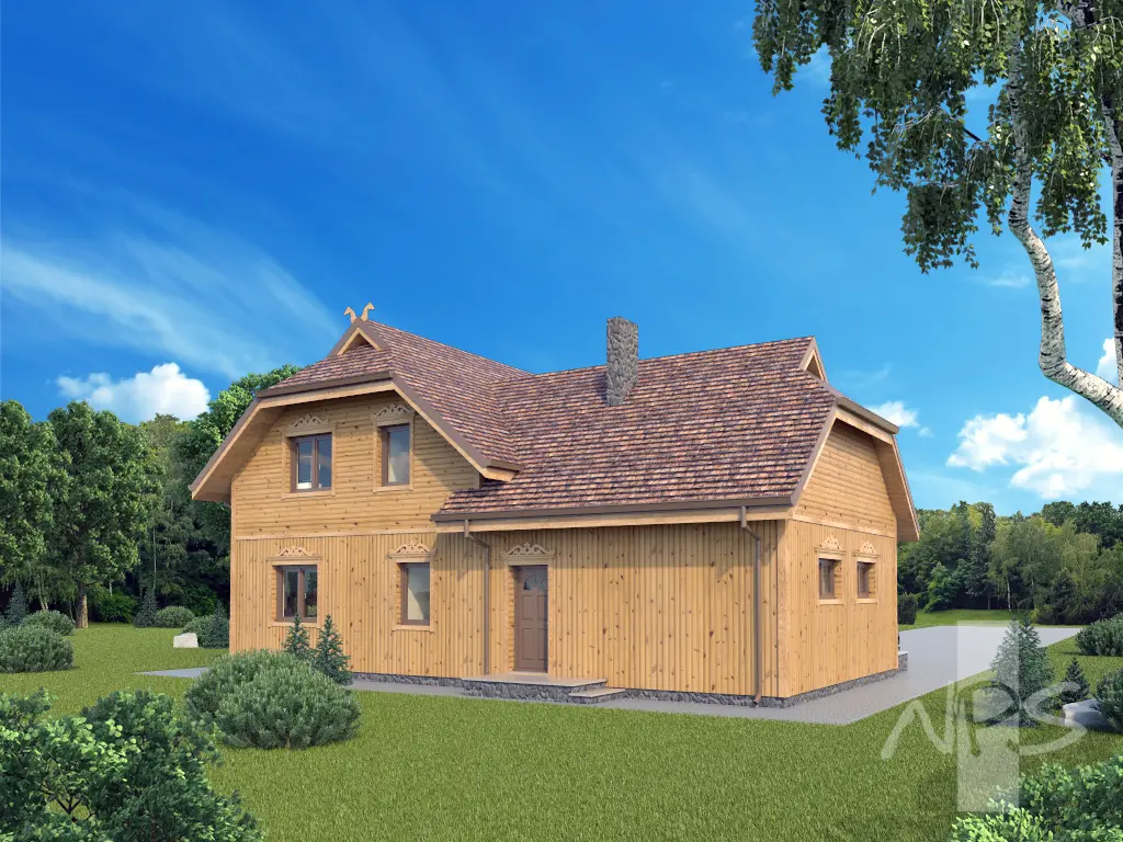 Projekt domu jednorodzinnego o pow. 209 m²: Parterowy z poddaszem użytkowym, 3 Sypialnie, Gabinet, 2 Łazienki, Garaż