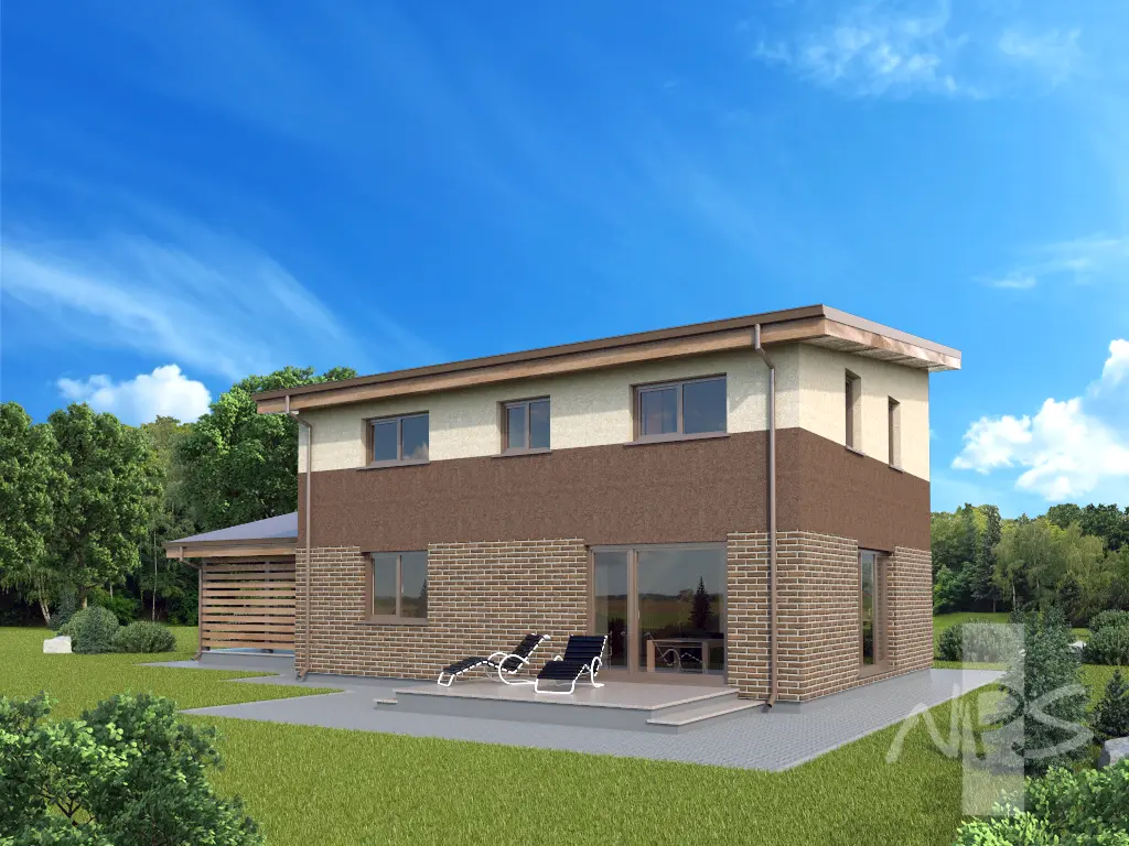 Projekt domu jednorodzinnego o pow. 149 m²: Piętrowy, 3 Sypialnie, Gabinet, 2 Łazienki, Otwarta kuchnia, Wiata