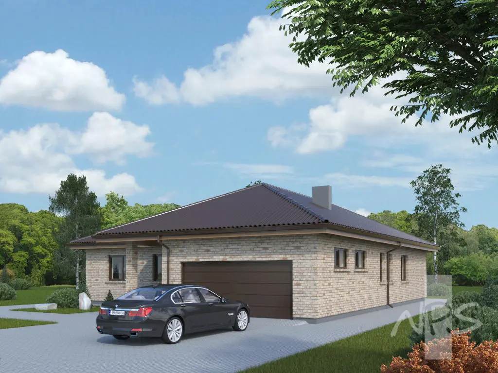 Projekt domu jednorodzinnego o pow. 167 m²: Parterowy, 3 Sypialnie, 2 Łazienki, Otwarta kuchnia, Garaż