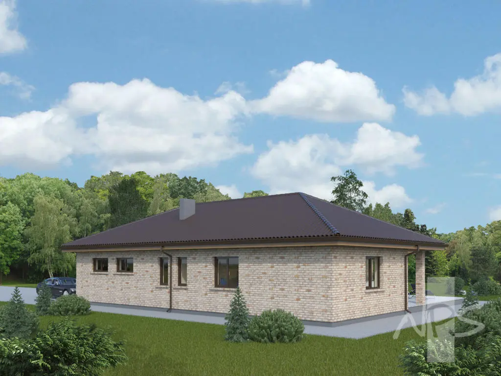 Projekt domu jednorodzinnego o pow. 167 m²: Parterowy, 3 Sypialnie, 2 Łazienki, Otwarta kuchnia, Garaż