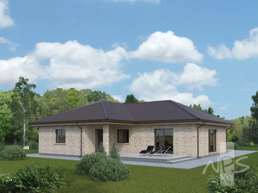 Projekt domu jednorodzinnego o pow. 167 m²: Parterowy, 3 Sypialnie, 2 Łazienki, Otwarta kuchnia, Garaż