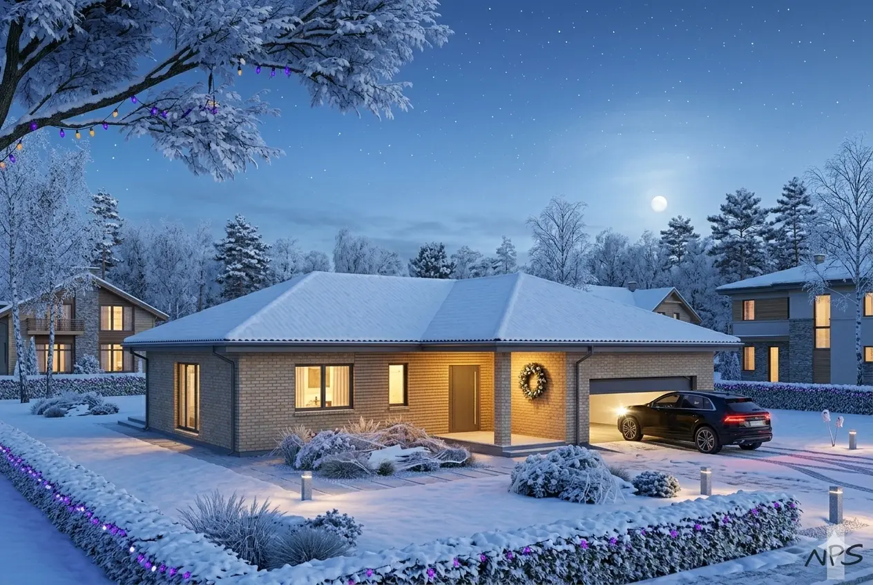 Projekt domu jednorodzinnego o pow. 167 m²: Parterowy, 3 Sypialnie, 2 Łazienki, Otwarta kuchnia, Garaż