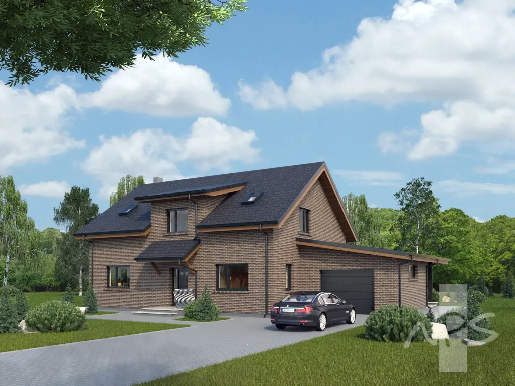 Projekt domu jednorodzinnego o pow. 218 m²: Parterowy z poddaszem użytkowym, 3 Sypialnie, Gabinet, 3 Łazienki, Garaż